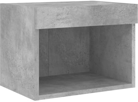 vidaXL Wand-Nachttisch mit LED-Leuchten Betongrau