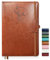 Qefuna Notebook Journal für Frauen Männer, 256 Seiten A5 Hardcover Leder Journaling Notizbücher für die Arbeit, liniertes Journal/Notizbuch mit 100Gsm Papier, Stifthalter 5.8×8.4(Braun)