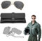 APRRMLIZW Flieger Captain Kostüm Set 3 Stück Silber Erkennungsmarke Kette Sonnenbrille Fliegerbrille Armee Stil Dog Tag Anhänger für Männer Frauen Erwachsene Cosplay Party Thema