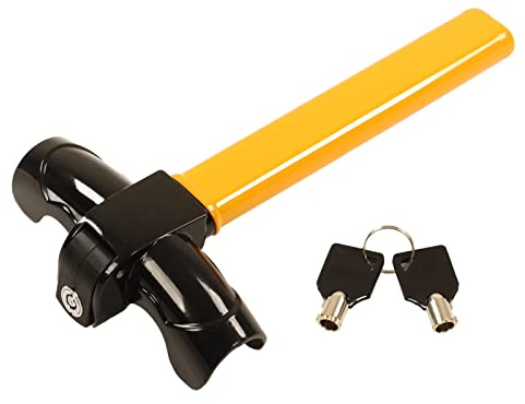 Verrou de Volant Antivol Voiture Renforcé, Dispositif Sécurisé avec 2 Clés pour SUV Fourgonnette Camion Automatique, Antivol Roue Haute Sécurité