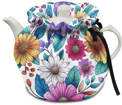 Poceacles Floral Tea Cozy for Teapot Small Tea Cosies Boho Mandala Design, Kitchen Tea Kettle Dust Cover Cloth Cover for Breakfast Pot Coffee Pot Protector Tabletop Decorations