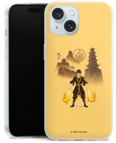 Slim Case extra dünn kompatibel mit Apple iPhone 15 Silikon Handyhülle transparent Hülle Avatar - Der Herr der Elemente Zuko Offizielles Lizenzprodukt