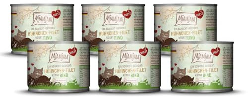 MjAMjAM - Premium Nassfutter für Katzen - Duett - Hühnchen-Filet küsst Rind, 6er Pack (6x190g), getreidefrei