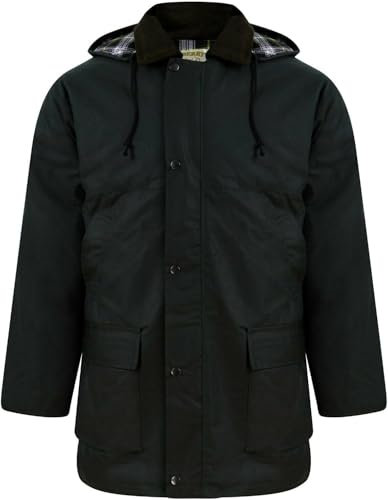 Mens Padded Country Wax Heavy Weather Hunting Fishing Walking Jacket Green 3XL