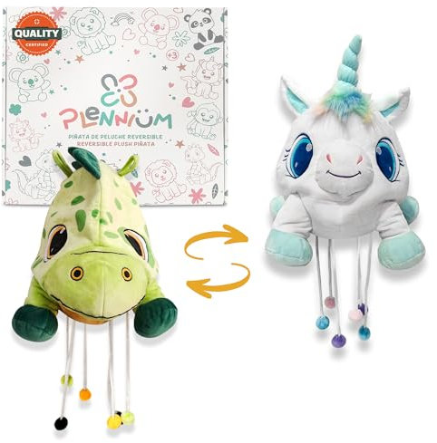 PLENNIUM Pinata Geburtstag Junge und Mädchen - Großer Dinosaurier und Einhorn Kuscheltier - Party-Piñata zum Befüllen mit Süßigkeiten und Spielzeug