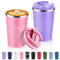 Volhoply Lot de 2 tasses à café de voyage isothermes en acier inoxydable de 390 ml avec couvercle à rabat – Tasse à café réutilisable à double paroi sous vide en métal – Gobelet thermique étanche pour