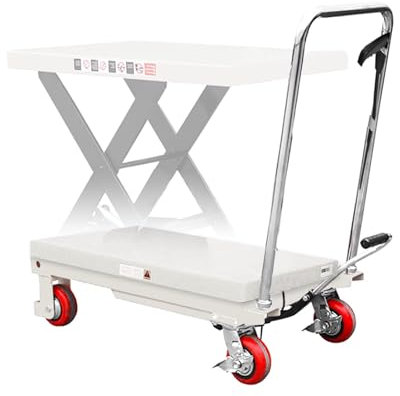 Table élévatrice hydraulique manuelle à ciseaux,capacité de charge de 300 kg,hauteur de levage de 90 cm,avec 4 roues Table élévatrice for la manutention et le transport,hydraulic lift table cart