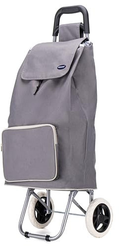 Lightweight Aluminium Shopping Trolley on Wheels - 59L Capacity, Durable, Easy to Maneuver & Fold for Convenient Storage – Ideal for Groceries, Laundry, and Errands (Dark Grey)