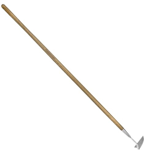 Haliaeetus Japanese Style Hoe, 58'' Long Handle Japanese Hand Hoe for Standing to Remove Weed, Stainless Steel Garden Hoe, Bent Angle Weeding Hoe for Scraping Out Weed on Flower Bed, Between Plants