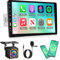 9 inch CarPlay Single Din Car Stereo 1 Din Touch Screen Car Play Android Auto Radio with Mirror Link/1080P/EQ Audio/SWC/Bluetooth +Backup Camera