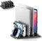 KDD Supporto Verticale Laptop con 3 Scanalature & Chiusura a Gravità, 6 in 1 Porta PC Portatile da Scrivania Salvaspazio per MacBook/Surface/Samsung/HP/Dell/Book/Tablet/Switch e Telefono Cellulare