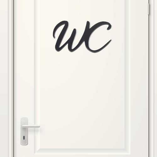 Plaque de Porte Maison, Toilettes, Plaque de Toilette WC Invités Noir, Plaque Autocollante pour Toilettes, Mot Décoratif Porte Autocollant 3D
