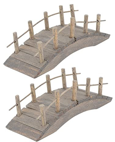 ibasenice 1set Mini Wooden Arch Decor Bridge Garden Decoration Garden Bridges Garden House Bridge Figurine Bridge for Garden Pond Bridge for Doll Mini House Village Miniature 2pcs