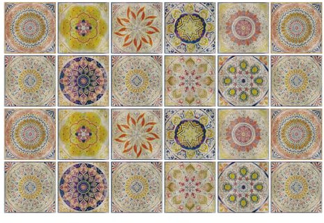 Fliesensticker Orange Lila Gelb Mosaikfliesen PVC Fliesenaufkleber Wasserdicht Klebefliesen Küche Selbstklebend Klebefliesen Ölfest Küchenfliesen Überkleben Bad Tile Sticker 20x20cm/48 Pcs