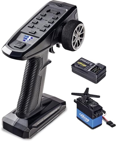 Carson 500500111 FS 3K Reflex Wheel Pro 4 2.4GHz + 5Kg Servo - Fernsteuerung Modellbau, Zubehör, Empfänger, RC Funke, 2 4 GHz Fernsteuerung, Trimmfunktion, Schwarz