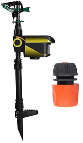 Solar Motion Activated Sprinkler Animal Deterrent, 120° Sensor Sprinkler with Connector, Detachable Cat Repellent Spray for Yard, Lawn & Farm