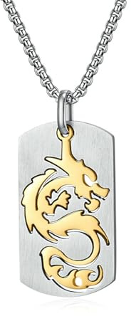 SYAVR Titane Acier Dragon En Forme Pendentif Chinois Loong Évidé Collier Dominateur Accessoires Pendentif Rétro Homme