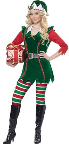 Hsternexy Weihnachtskostüm Damen, Elfenkostüm Damen Cosplay Weihnachtsoutfit Weihnachtsengel Kostüme Weihnachtsmann Kostüm Wichtelkostüm Elfenkleid Weihnachtsfrau Kostüme Kompletter Tannenbaum Kostüm