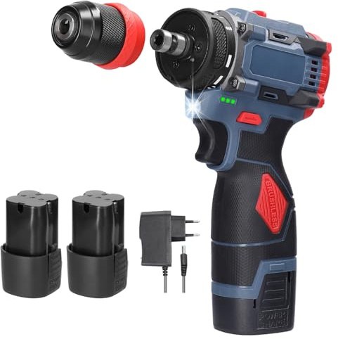 Akkuschrauber Klein 16,8V Mini Akku Bohrschrauber mit 2x 1300 mAh Akkus, max. 45 Nm, 21+1 Drehmomenteinstellung, 2 Geschwindigkeiten, LED-Licht für Reparatur, Heimwerken