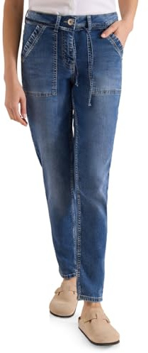 Cecil Mid Waist Slim Leg Jeans im Casual Fit mid Blue Used wash 31