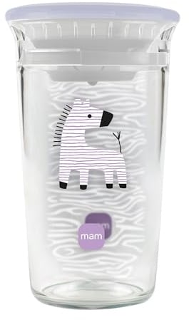 MAM Tasse facile à boire pour enfant | 190 ml | Bord à 360° pour siroter à n'importe quel angle | Transparent comme du verre | Facile à tenir | Valve en silicone souple monobloc | Accessoires pour