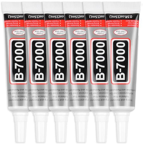 6Pcs B7000 Super Nail Art Glue, 15ML Clear Multi-Purpose Adhesive For Jewelry, Fabric, Rhinestones, Phone Repair, Wood & Leather Crafts (6Pcs * 15ml)