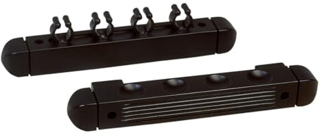 Winsport Billard Queue Wandhalter 2-teilig, für 4 Queues, Billardqueue Halterung aus hochwertigem Rubberwood/Holz schwarz