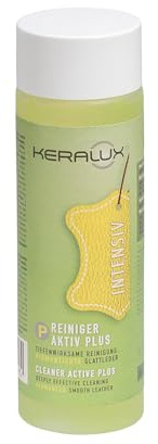KERALUX Reiniger Aktiv Plus P 200 ml von LCK für Glattleder | Für fetthaltige Flecken, für dunkle Verfärbungen durch Textilien. Nur für pigmentiertem Glattleder
