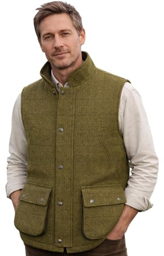 Game Technical Apparel Homme Jeu Léger Derby Tweed Chasse Tir Gilet - Vert Sauge