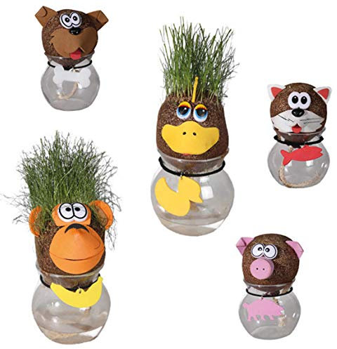 Out of the blue Graskopf auf Vase mit lustigen Tierköpfen Blumenvase Tischdeko 4er Set