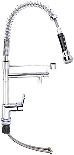 Rosenstein & Söhne Wasserhahn: Profi-Gastro-Armatur mit Einhand-Mischbatterie (Gastro Wasserhahn mit Brause, Küchenarmatur, Duscharmatur)