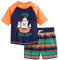 Simple Joys by Carter's Swimsuit Trunk and Rashguard Set Juego de protección de Sarpullido, Azul Marino Naranja Naves/Blanco Rayas, 18 Meses para Bebés