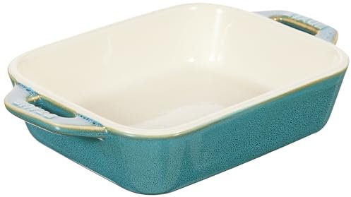 staub Dish 40511-882 Plat rectangulaire Turquoise 14 x 11 cm Plat à gratin en céramique Passe au four et au micro-ondes