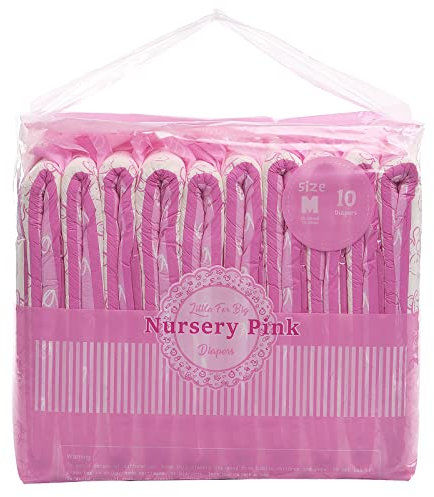 LittleForBig Couche Adulte Imprimée 10 Pièces - Pépinière Rose (Medium 70-95 cm)