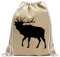 Kiwistar - Turnbeutel - natur - Hirsch Rentier Reh - Fun Rucksack Sport Beutel Gymsack Baumwolle mit Ziehgurt