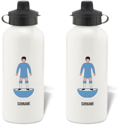 Personalised Manchester City FC Player Figure Aluminium Sports Water Bottle - White Bottle