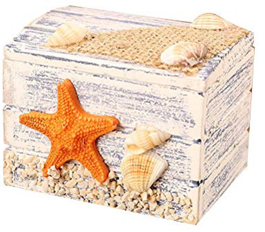 VOSAREA Schatztruhe Holz Klein Holzbox Schatztruhe Deko Vintage Mediterrane Stil Schatztruhe Aufbewahrungsbox Kinder Schmuckschatulle für Hochzeit Schmuck, 7x5.5 cm
