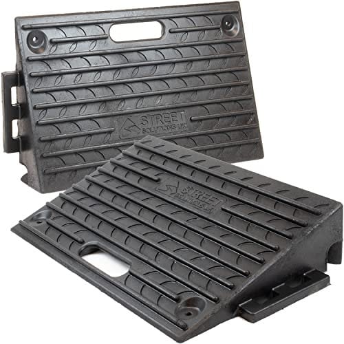 Ensemble de 2 Rampe en Caoutchouc Robuste, Hauteur 10 cm, Trottoirs, Voitures, Camping-Cars, Camions, Accès, Vélos, Motos, Chiens, Fauteuils Roulants