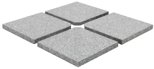 vidaXL 4x Umbrella Weight Plates Grey Granite Square 100kg Parasol Base Holder