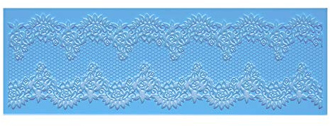 ideen mit herz Tappetino decorativo in silicone alimentare | Per la produzione di bordature con effetto pizzo | Ideale per l'artigianato e la pasta di zucchero (Design 3 | 30 cm x 10 cm x 0,2 cm)
