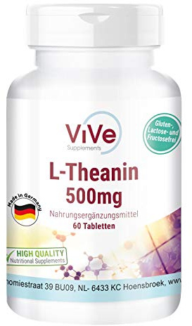 L-Theanin 500mg Tabletten - 60 Tabletten - Hochdosiert - Vegan | Qualität aus Deutschland von ViVe Supplements
