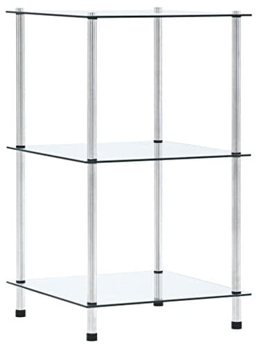 vidaXL Regal mit 3 Ablagen Vitrine Glasregal Dekoregal Sammlervitrine Standregal Glasvitrine Bücherregal Vitrinenschrank Transparent 40x40x67 cm Hartglas