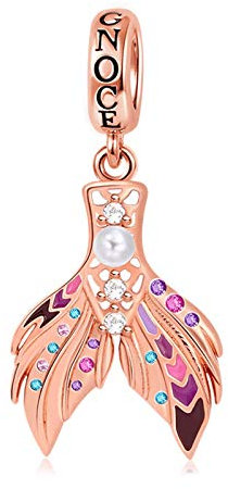 GNOCE Mermaid Tail Charms Anhänger Sterling Silber 18 Karat Roségold plattiert Meerjungfrau Charms Fit Armband/Halskette Geschenk für Frauen Mädchen