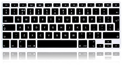 XHLWZR EU Layout Keyboard Cover for MacBook Air 13 A1369 A1466,Pro 13 15 17 | English Silicone Keyboard Skin for 2015 & older MacBook Pro,Dustproof,Flexible,Washable keyboard Protector,Black