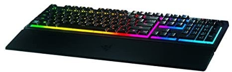 Razer Ornata V3 - Teclado para Juegos de Perfil Bajo (Interruptor Híbrido de Membrana Mecha, Teclas Recubiertas de UV, Reposamuñecas Magnético Suave al Tacto, RGB Chroma) Diseño ES, Negro