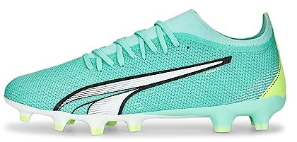 PUMA Herren Ultra Match FG/AG Fussballschuh, Electric Peppermint White-Fast Yellow, 42.5 EU