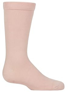 SockShop Kids’ Bamboo Socks with Comfort Cuff and Hand Linked Toes, Plain Bright Solid Striped Colours, Soft and Breathable, 1 Pair Pack Pale Pink 6-8.5