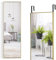 RELAX4LIFE Miroir Accroche Porte 120x37cm Cadre Alliage d'Alu Verre avec Film Antidéflagrant, Miroir Porte Suspendu pour Chambre Vestiaire Entrée (Doré, 120 x 37 cm)