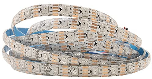 Cleiscry WS2815 RGB LED Strip Individuell adressierbar 30/60/144pixels/Leds/M SMD5050 TV Tape Light IP30/65/67 DC5V DC12V (5m 60LED IP65, White PCB)