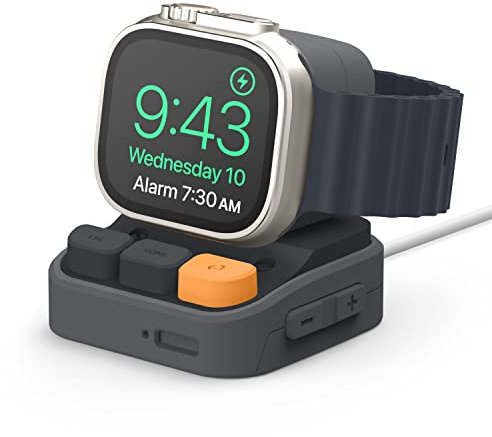 elago W9 Soporte Compatible con Apple Watch Serie 10/9/8/7/6/5/4/3/2/1/Ultra 2/Ultra/SE (49mm 45mm 44mm 42mm 41mm 40mm 38mm), Compatible con Galaxy Watch Serie 8/7/6/5/Ultra/Classic (Gris Oscuro)
